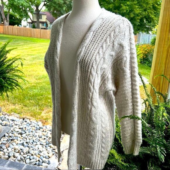 Pink Rose Gray Coatigan Cardigan Cable knit Sweater size XS - Picture 2 of 8